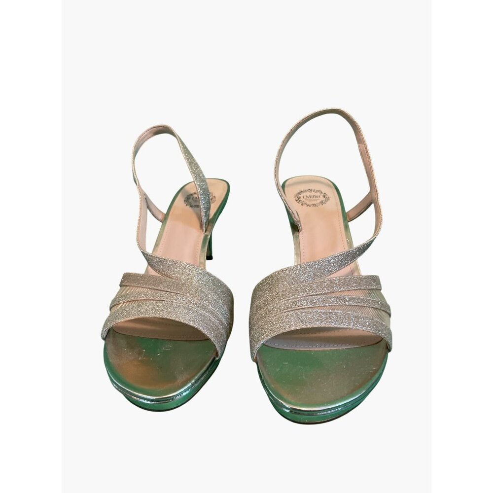 I.Miller Womens Metallic Sparkly Gold Strappy Open-Toe Heels Size 8.5M Bonded Le